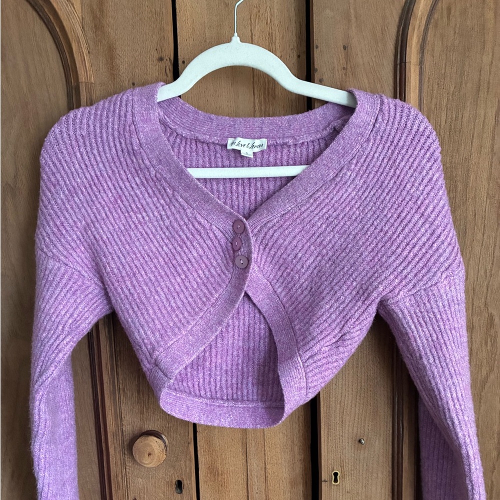 For Love & Lemons Emery Ribbed Crop Cardigan Sweater